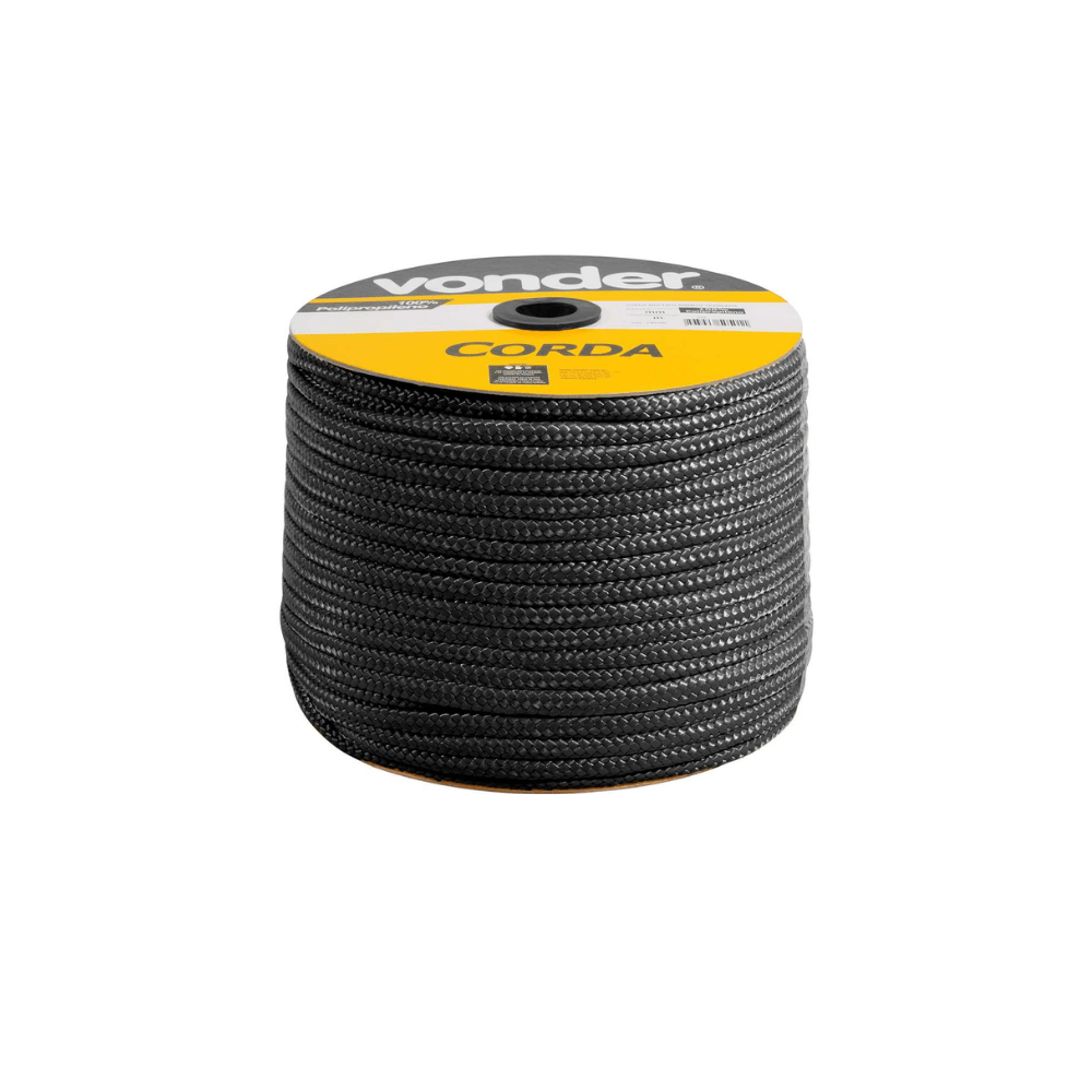 Corda Multifilamento Trançada 12MM Preta – Vonder