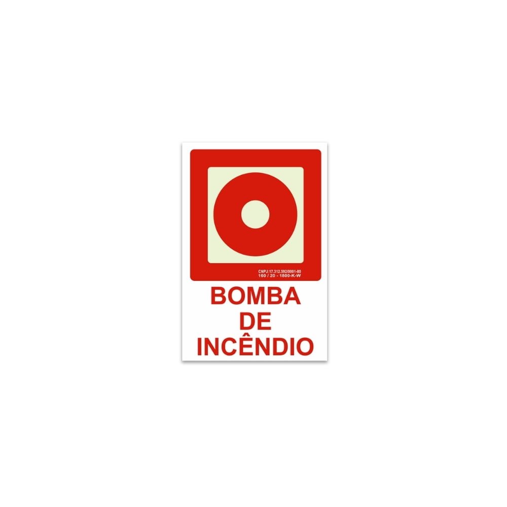 Placa Fotoluminescente Botoeira Bomba de Incêndio