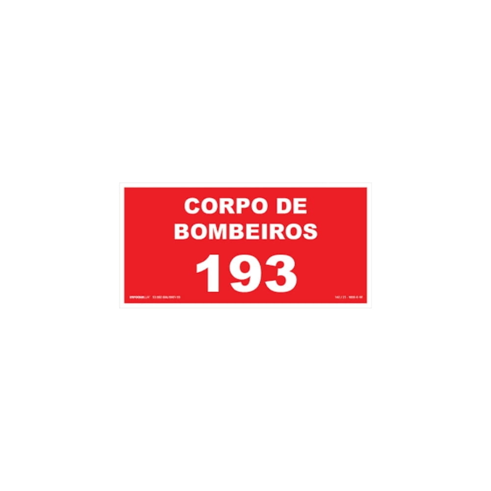 Placa Fotoluminescente Corpo de Bombeiros 10X20CM