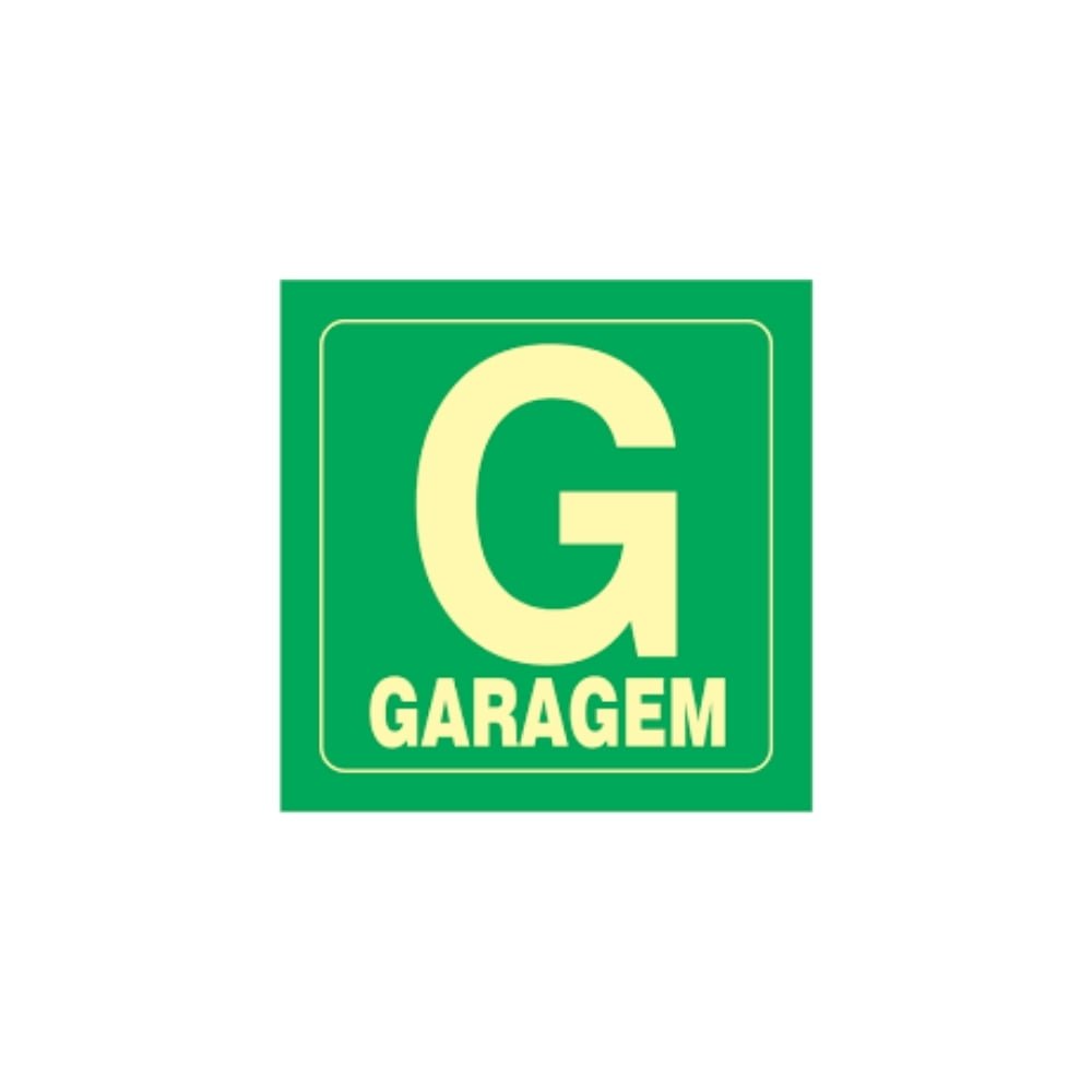 Placa Fotoluminescente Garagem 14X14CM