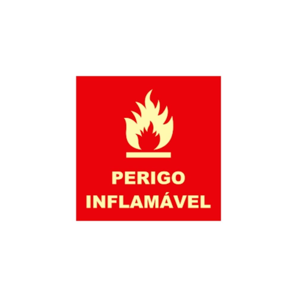 Placa Fotoluminescente Perigo Inflamável 21X21CM