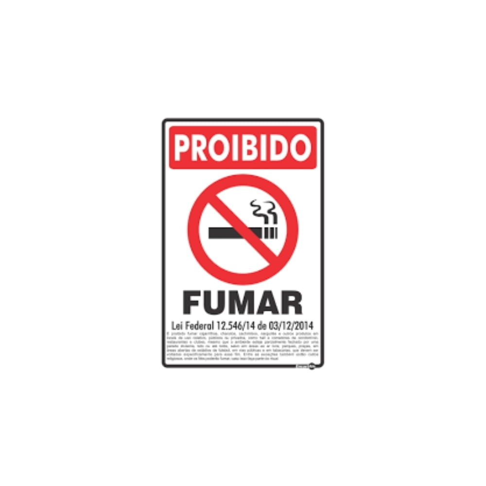Placa Proibido Fumar Com Lei 30X20CM