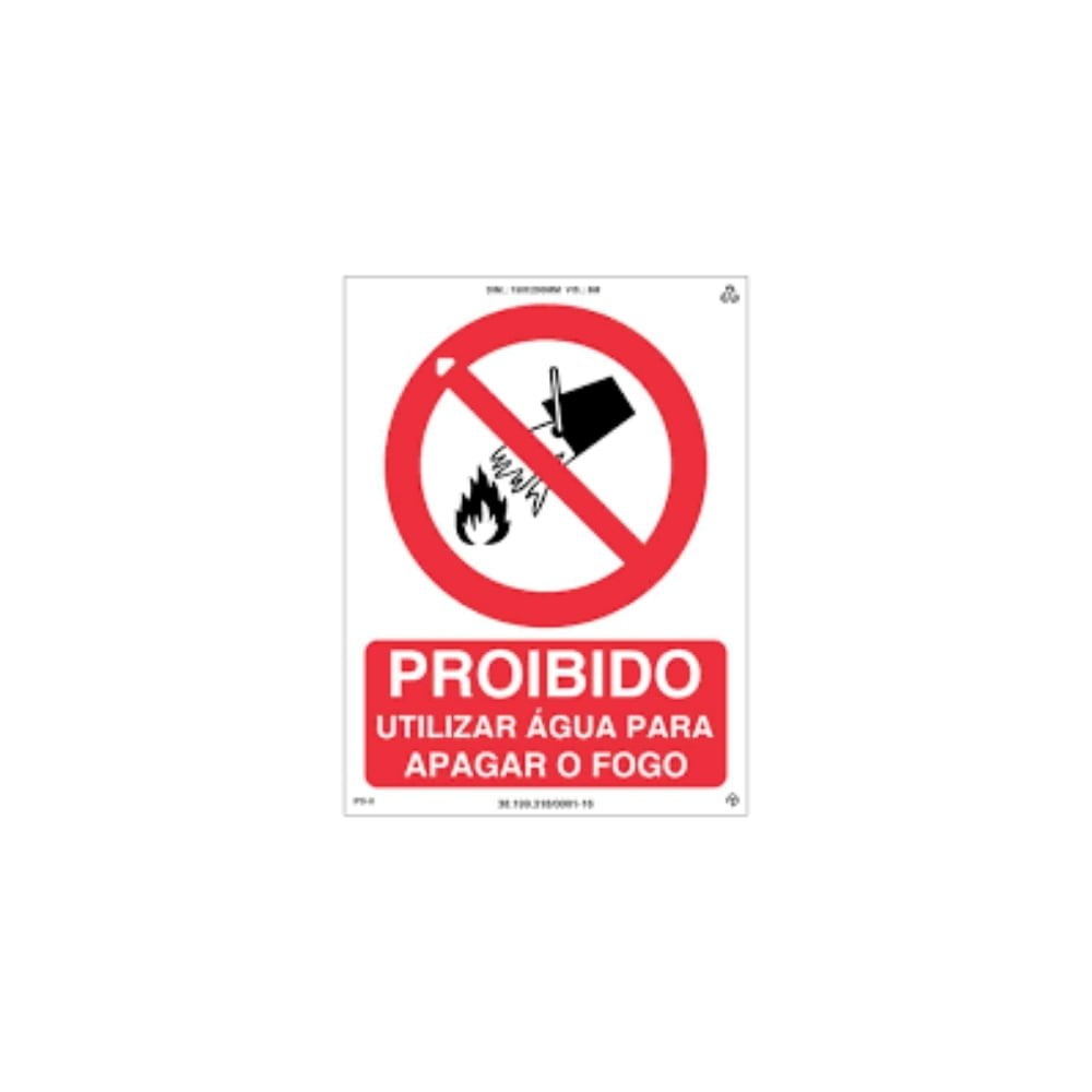 Placa Proibido Utilizar Água Para Apagar Incêndio